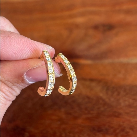 Roman gold plated faux diamond hoop earrings - Picture 4 of 6